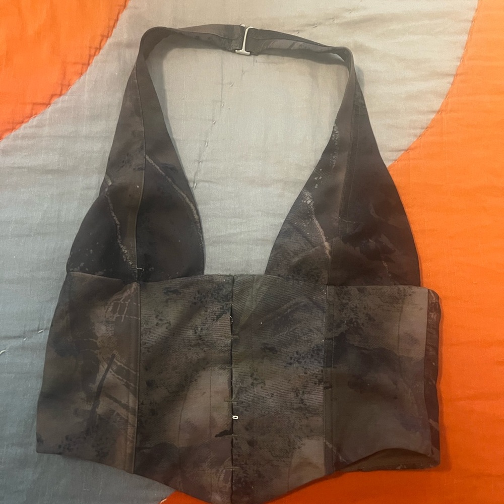 white fox camo print halter top